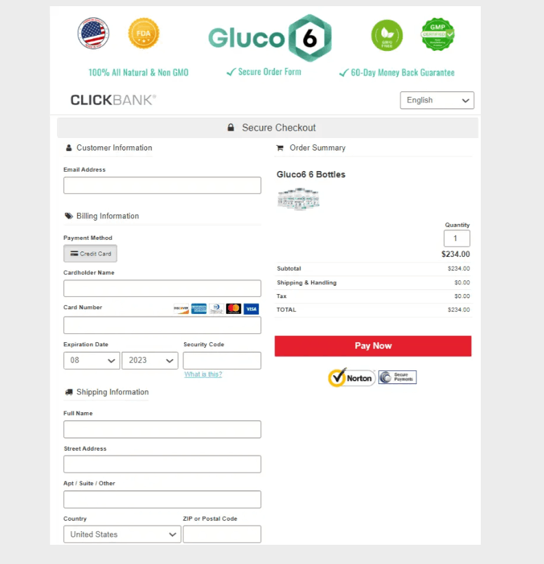 Gluco6 Secured Order Page
